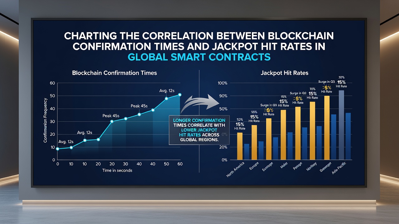 Graph illustrating blockchain confirmation times plotted against jackpot hit percentages in mobile tournaments