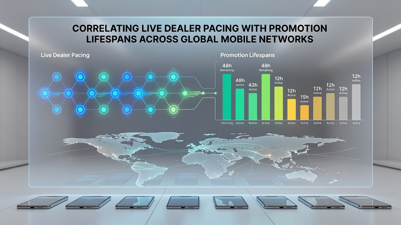 Global map overlay showing mobile network latency zones and live dealer session data points