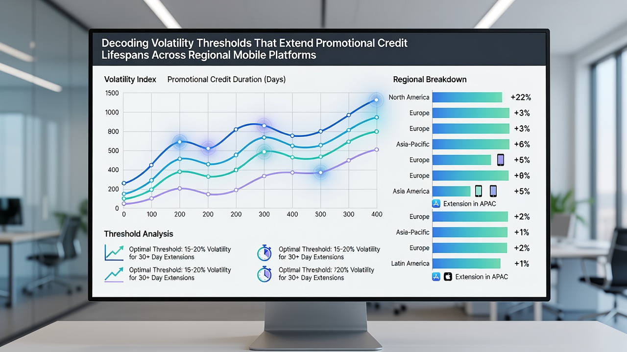 Analytics dashboard showing volatility threshold graphs overlaid with promotional credit lifespan data across different regions