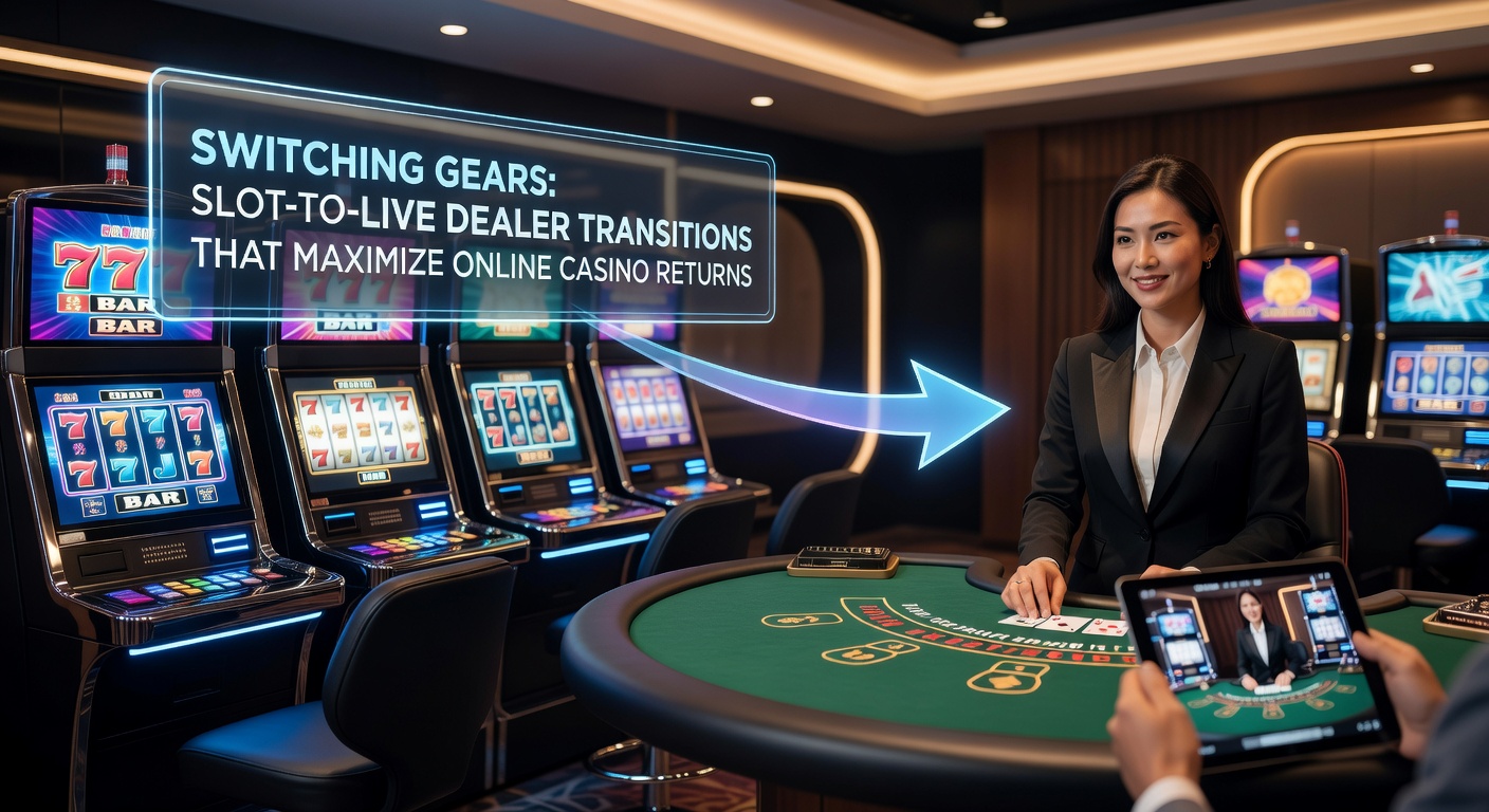 Online casino interface showing slots transitioning to live dealer tables with players engaging in real-time games