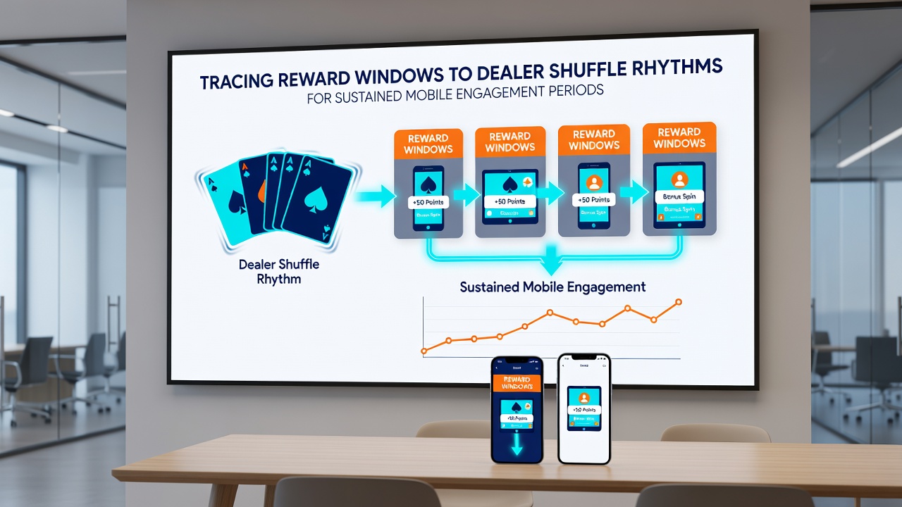 Analytics dashboard showing shuffle interval graphs overlaid with mobile session duration spikes and reward activation markers